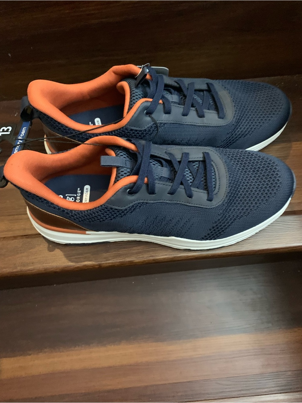 New Men’s George Men's Navy and Orange Athletic Memory Foam Sneakers. Size 13 - Picture 5 of 11